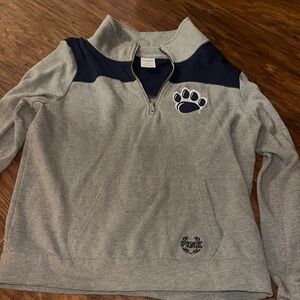 Gray and Navy Quarter-Zip Sweatshirt with Penn State Paw Print